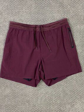 Ten Thousand The Session Shorts Mens XL Maroon Burgundy 5" Lined Liner Gym Run